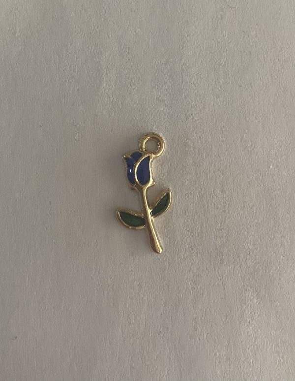 Gold Plated Blue Rose Charm
