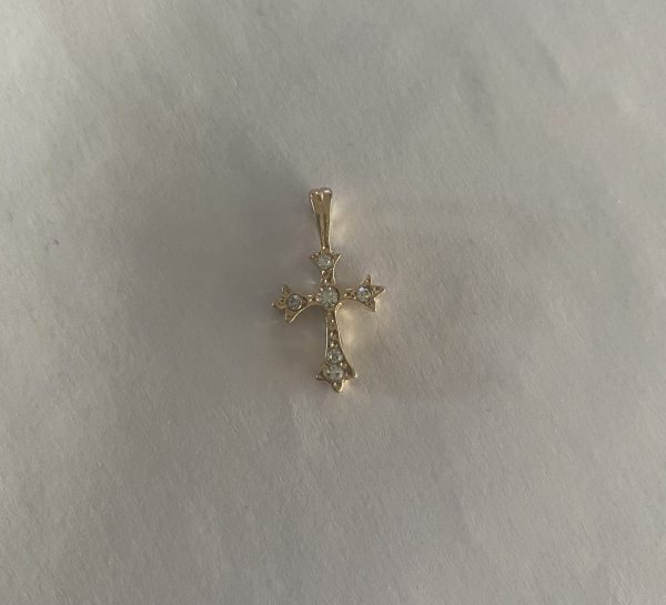 Gold Plated Diamante 1 Medium Cross Charm