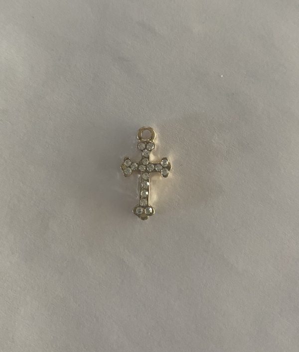 Gold Plated Diamante 2 Medium Cross Charm
