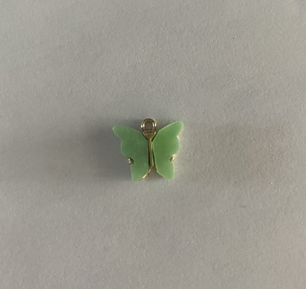 Gold Plated Large Light Green Butterfly Charm
