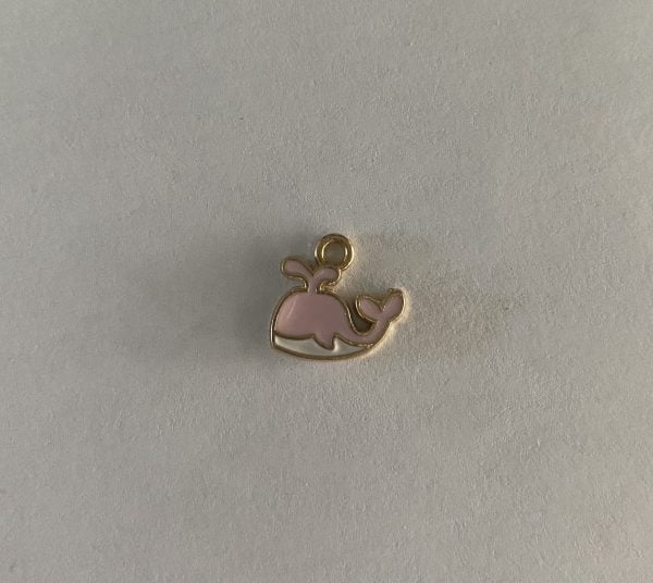 Gold Plated Medium Pink Whale Charm