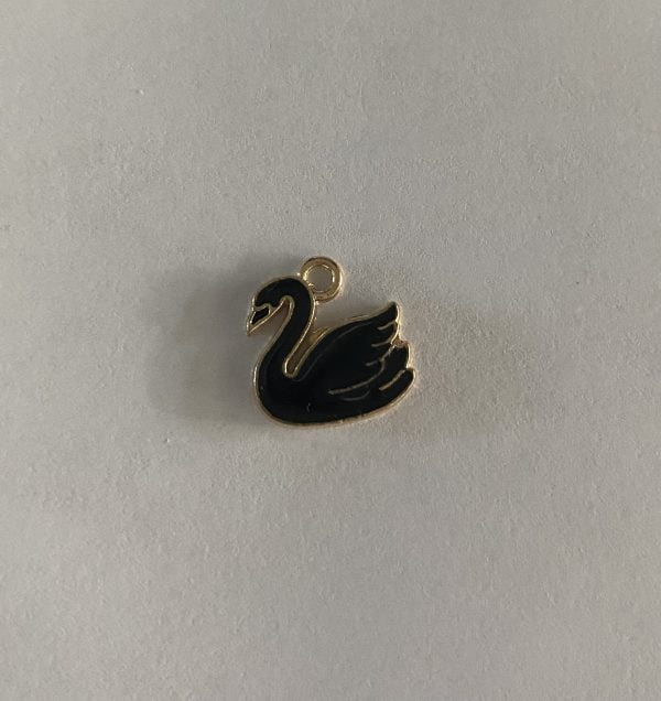 Gold Plated Medium Black Swan Charm