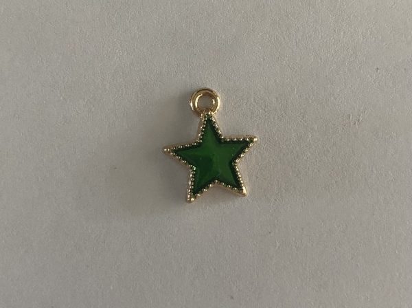Gold Plated Medium Green Solid Star Charm