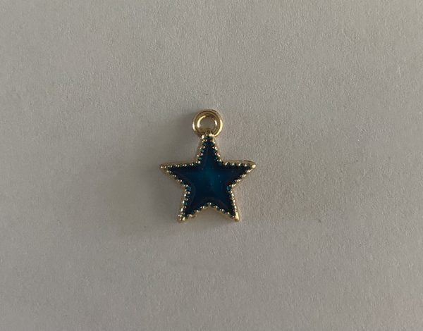 Gold Plated Medium Blue Solid Star Charm