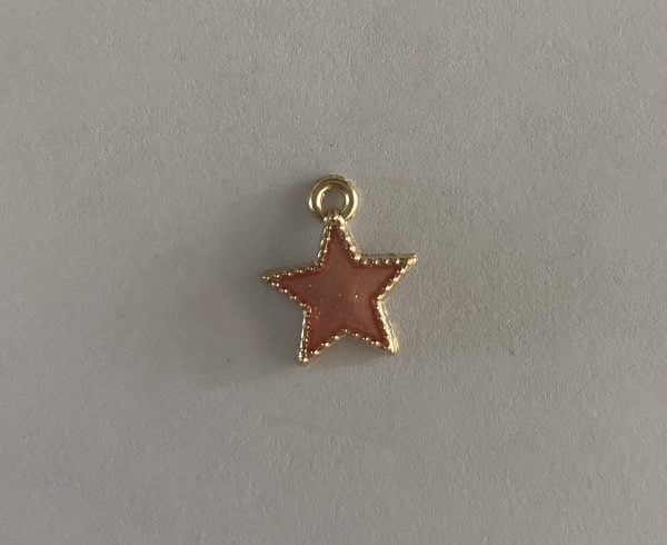 Gold Plated Medium Pink Solid Star Charm
