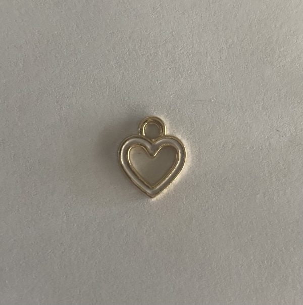 Gold Plated Small White Outline Heart Charm