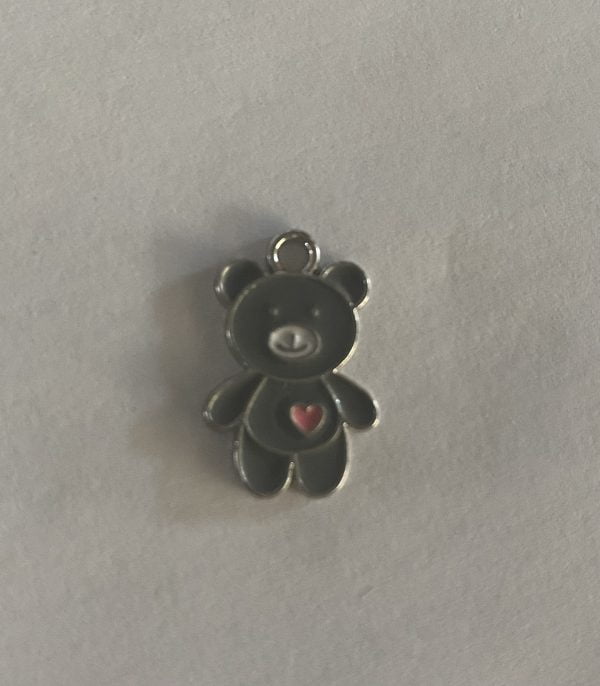 Silver Plated Grey Teddy Charm