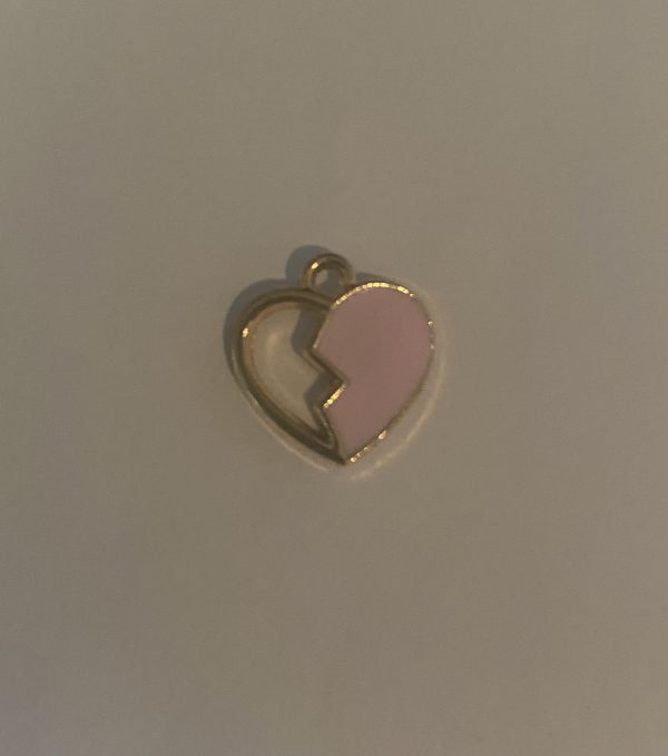 Gold Plated Pink Half-and-Half Heart Charm