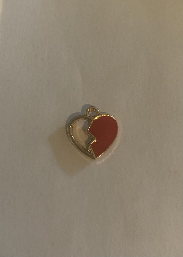 Gold Plated Red Half-and-Half Heart Charm