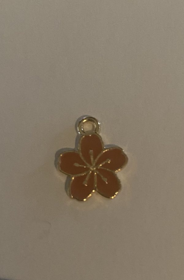Gold Plated Medium Orange Flower Charm