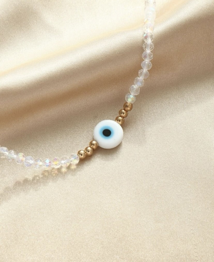 Evil Eye Transparent Beaded Necklace - Beefab Accessories