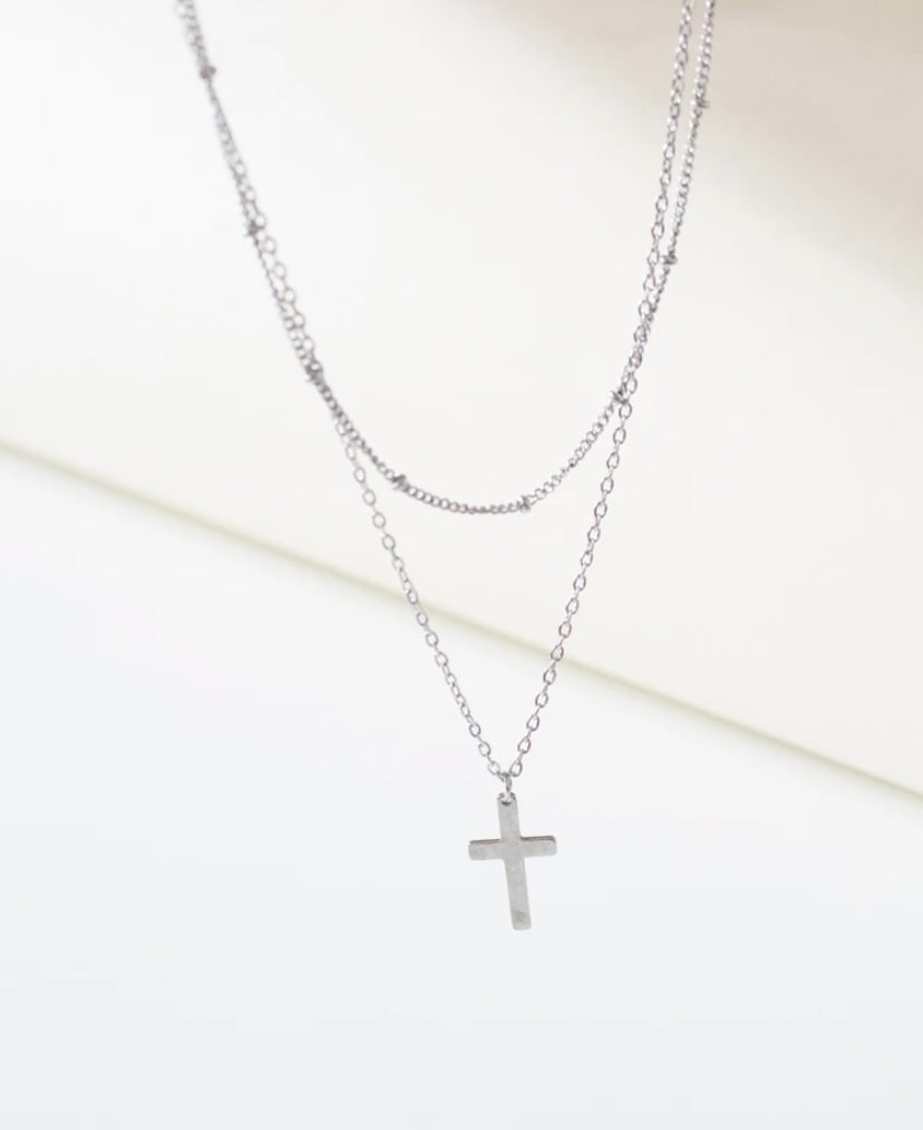 Double Layered Cross Necklace - Beefab Accessories