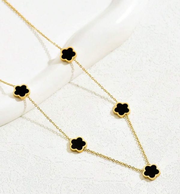 Black and Gold Clover Necklace - Image 2