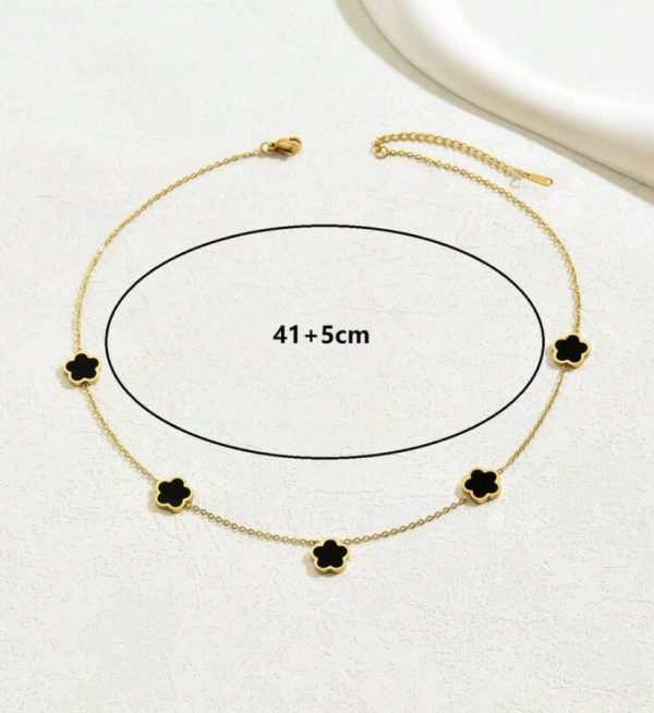 Black and Gold Clover Necklace - Image 3