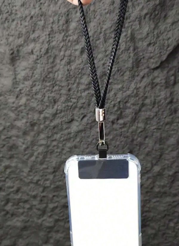 Universal Black Metal Patch Phone Lanyard - Image 2