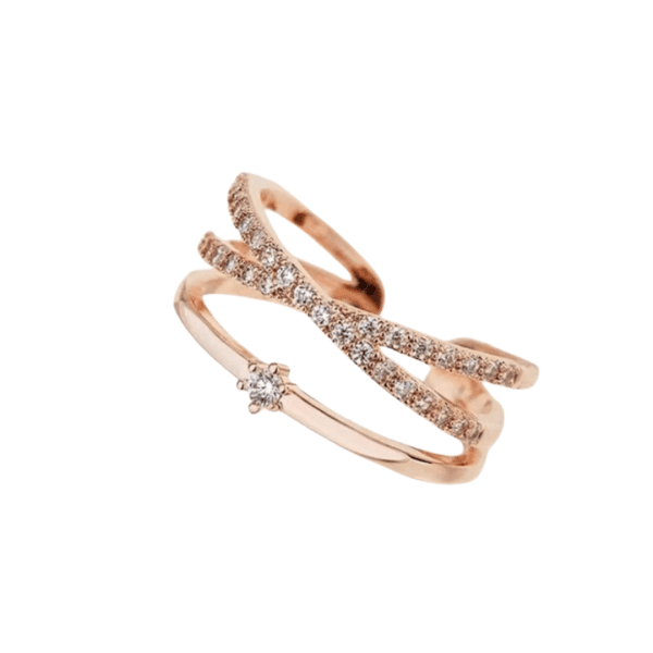 Adjustable Rose Gold Diamanté Ring