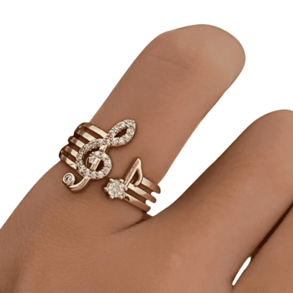 Adjustable Gold Music Note Ring