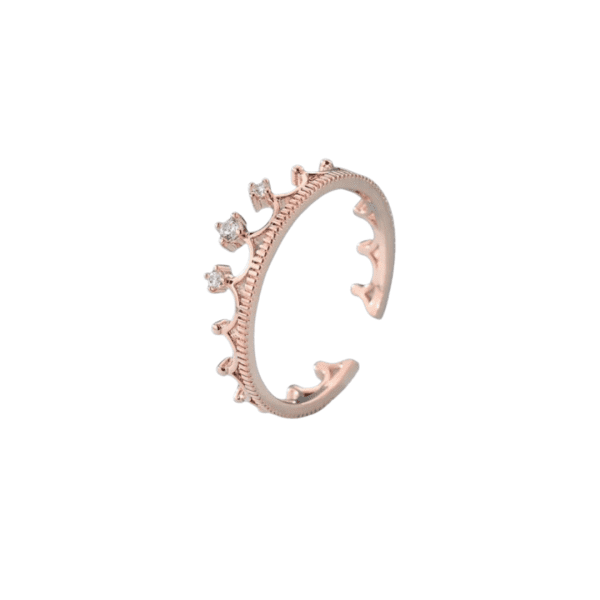 Adjustable Rose Gold Diamanté Crown Ring