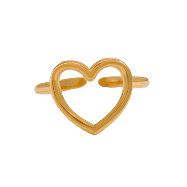 Adjustable Gold Heart Outline Ring