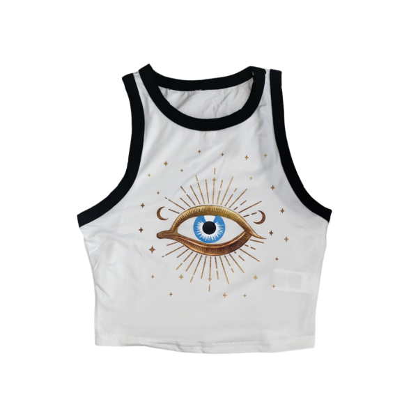 Sleeveless Evil Eye Crop Top