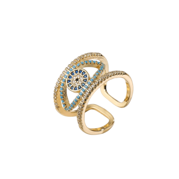 Adjustable Cubic Zirconia Evil Eye Ring