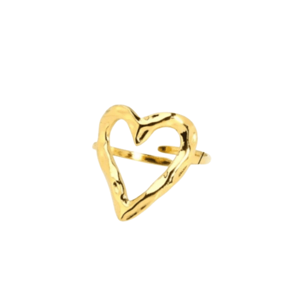 Adjustable Textured Heart Ring