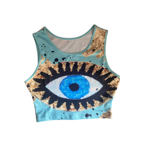 Turquoise Evil Eye Crop Top