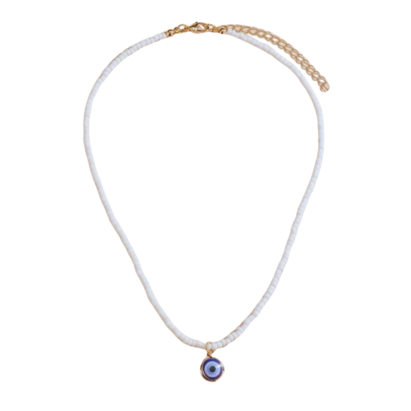 Evil Eye White Beaded Necklace