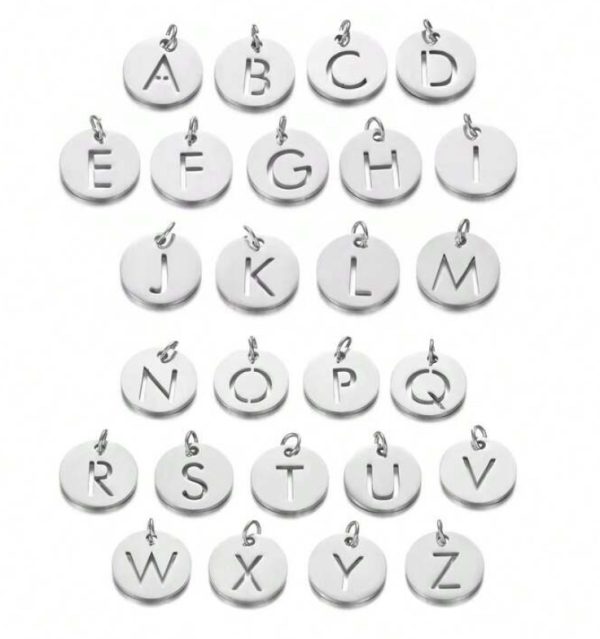 Silver Circular Initial Charm