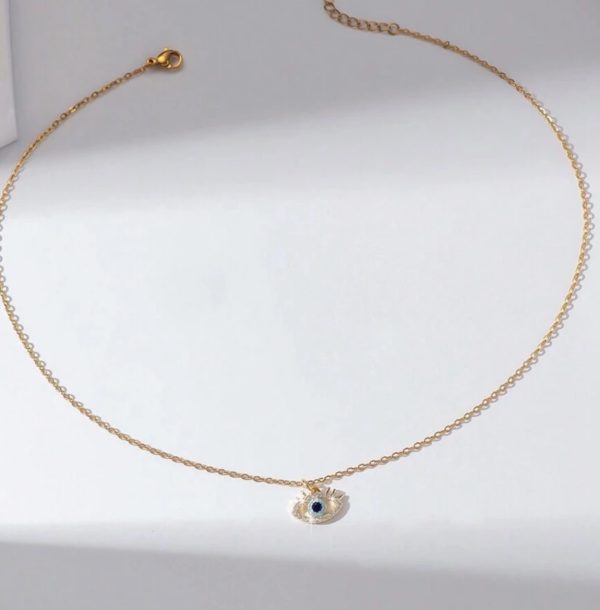 Gold Diamanté Evil Eye Necklace