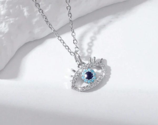 Silver Diamanté Evil Eye Necklace