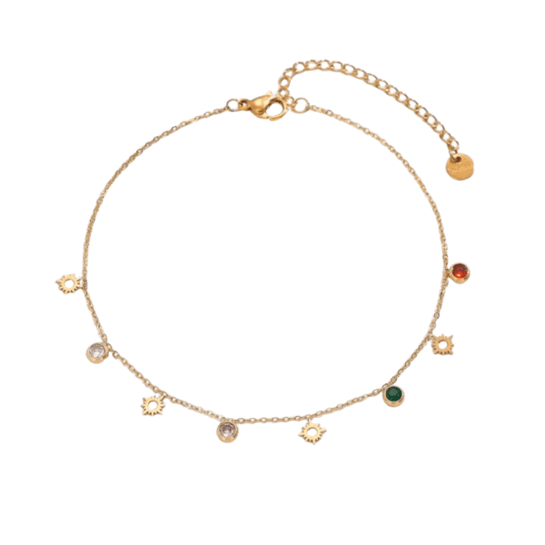Rhinestone and Sun Gold Anklet