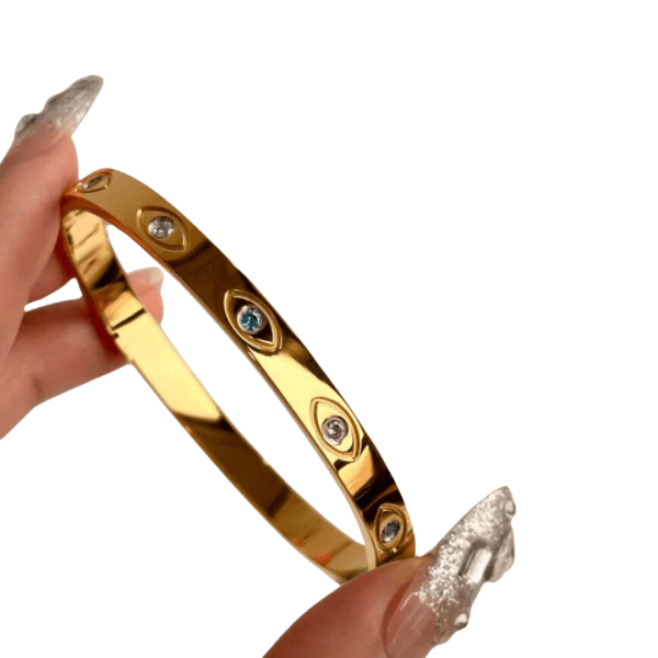 Multi-Colour Evil Eye Gold Cuff Bangle