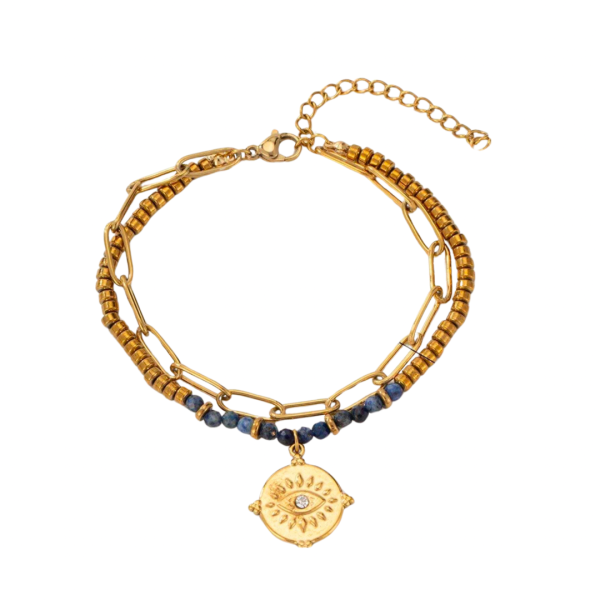 Circle Pendant Evil Eye Double Layer Bracelet