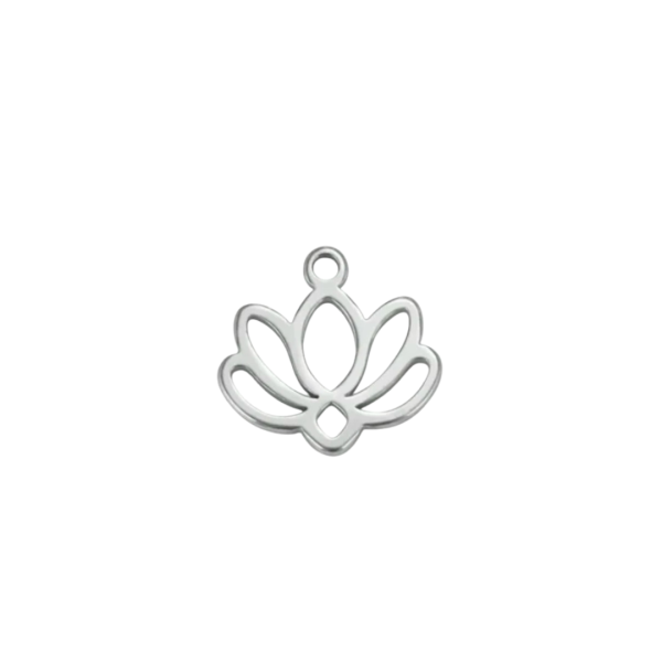 Silver Stainless Steel Lotus Flower Charm