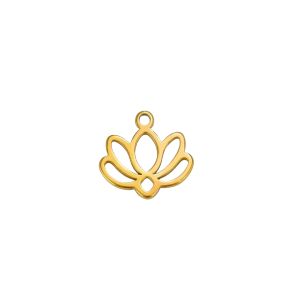 Gold Stainless Steel Lotus Flower Charm