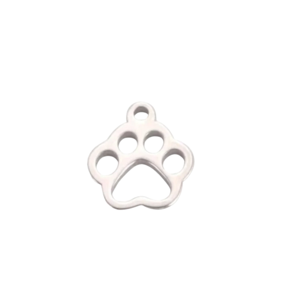 Silver Stainless Steel Paw Print Charm