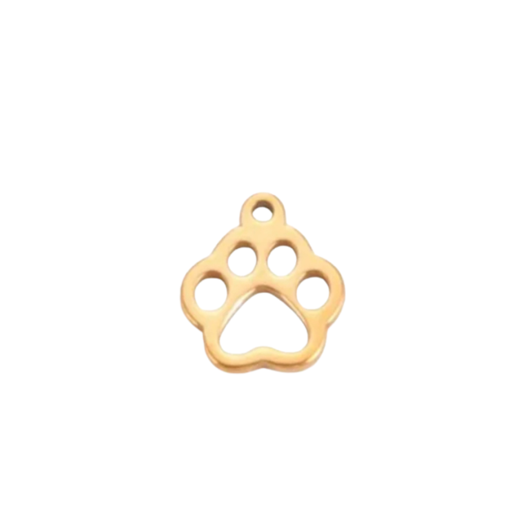 Gold Stainless Steel Paw Print Charm