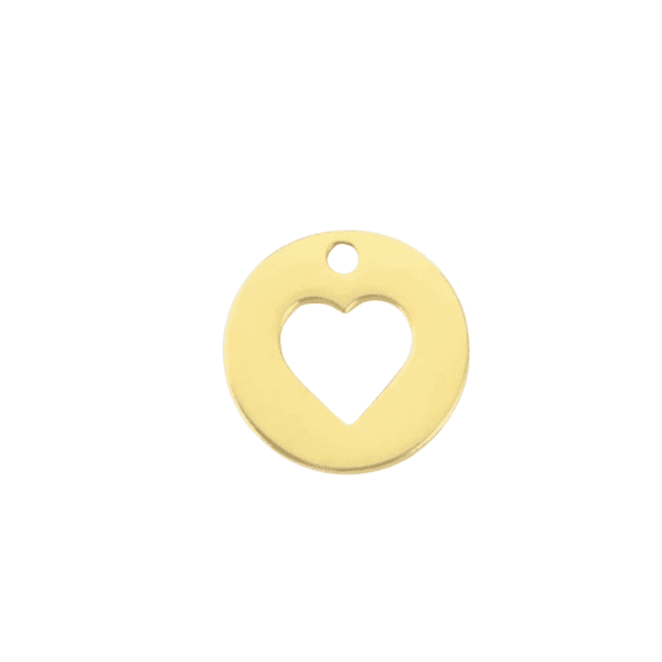 Gold Stainless Steel Circular Heart Charm