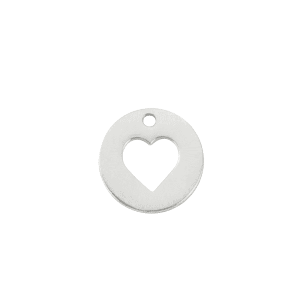 Silver Stainless Steel Circular Heart Charm