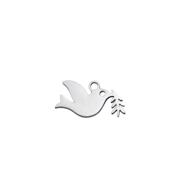 Silver Stainless Steel Dove Charm