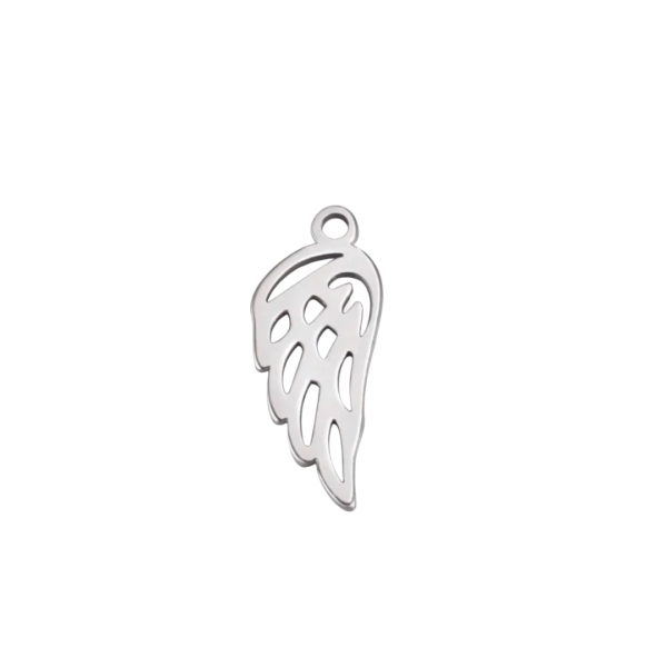 Silver Stainless Steel Angel Wing Charm