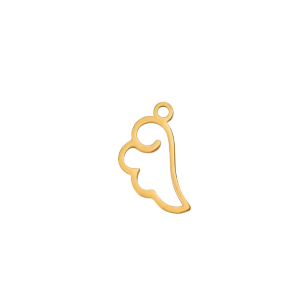 Gold Stainless Steel Angel Wing Outline Charm