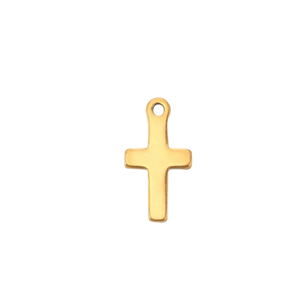 Gold Stainless Steel Cross Charm