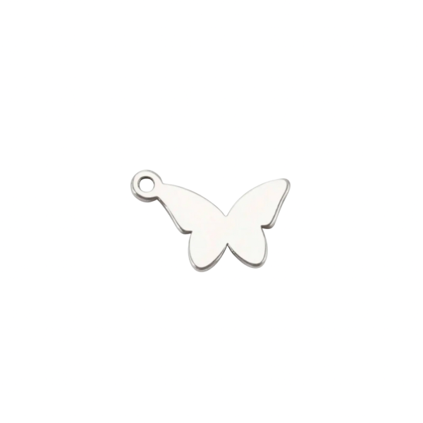 Silver Stainless Steel Butterfly Charm