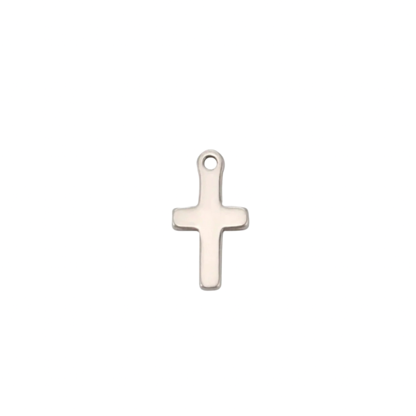 Silver Stainless Steel Cross Charm