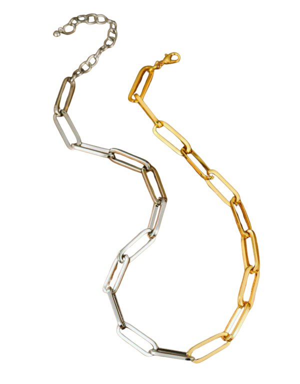 Mixed Metal Chunky PaperClip Necklace