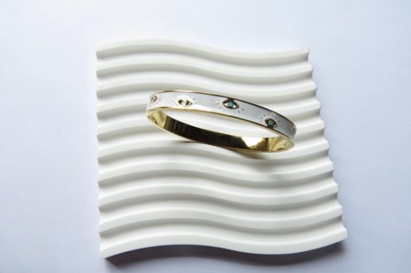White Layer Gold Evil Eye Cuff Bracelet