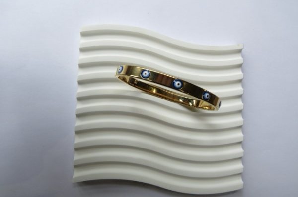 Multi-Evil Eye Gold Cuff Bracelet