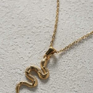 Serpent's Grace Tarnish-Proof Textured Snake Necklace